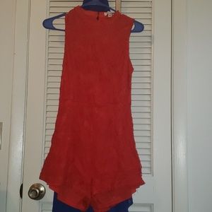Red lace romper